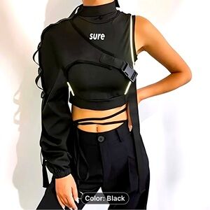 Black crop sleeve with adjustable straps